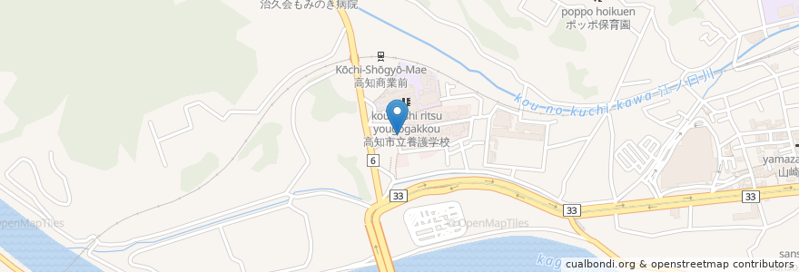 Mapa de ubicacion de カーニバルコーヒー en 日本, 高知县, 高知市.