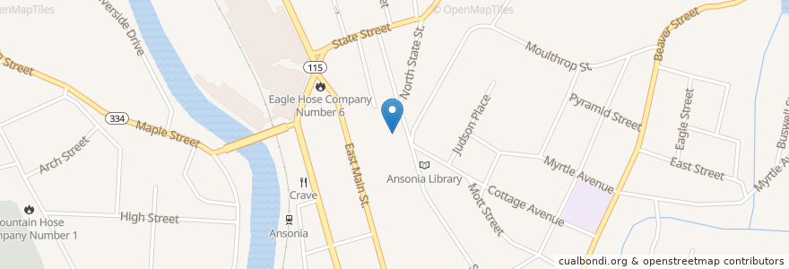 Mapa de ubicacion de First Congregational Church en United States, Connecticut, New Haven County, Ansonia.