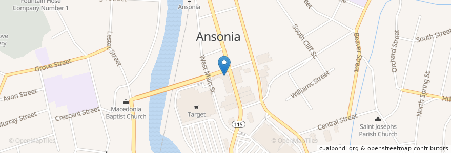 Mapa de ubicacion de The Original Antonio's en États-Unis D'Amérique, Connecticut, New Haven County, Ansonia.