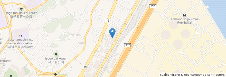 Mapa de ubicacion de 横浜市 磯子センター en 일본, 가나가와현, 요코하마시, 磯子区.