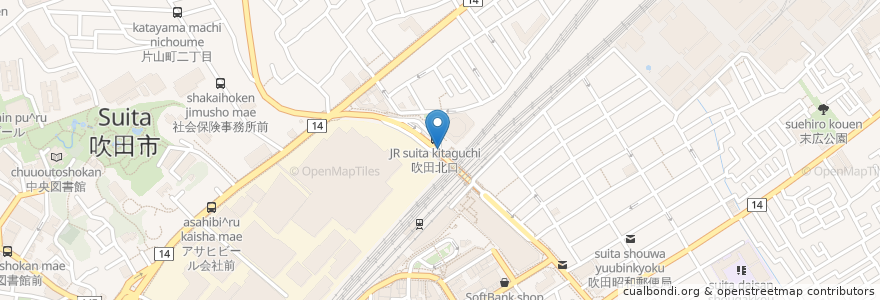 Mapa de ubicacion de 吹田駅北口タクシー乗り場 en Jepun, 大阪府, 吹田市.