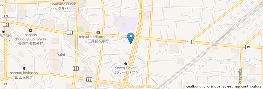 Mapa de ubicacion de 諏訪社 en Giappone, Prefettura Di Nagano, 長野市.