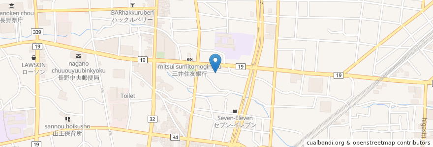 Mapa de ubicacion de 上千歳町公民館 en Japan, Nagano Prefecture, Nagano.