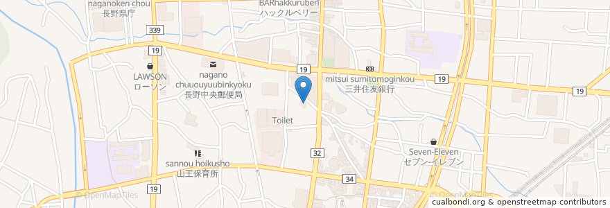 Mapa de ubicacion de アルプス温泉 en 日本, 長野県, 長野市.