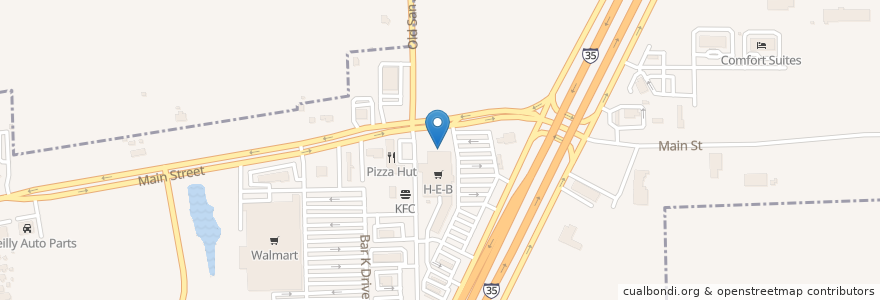 Mapa de ubicacion de H-E-B Pharmacy en 미국, 텍사스, Hays County, Buda.