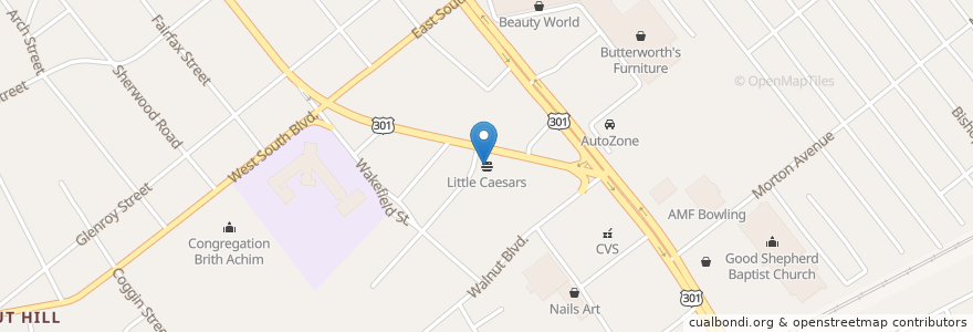 Mapa de ubicacion de Little Caesars en ایالات متحده آمریکا, ویرجینیا, Petersburg.