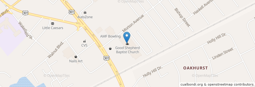 Mapa de ubicacion de Good Shepherd Baptist Church en アメリカ合衆国, バージニア州, Petersburg.