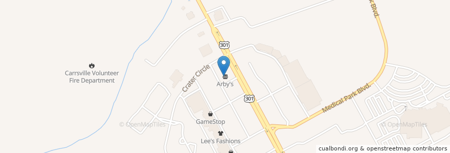 Mapa de ubicacion de Arby's en 美利坚合众国/美利堅合眾國, 弗吉尼亚州 / 維吉尼亞州 / 維珍尼亞州, Petersburg.