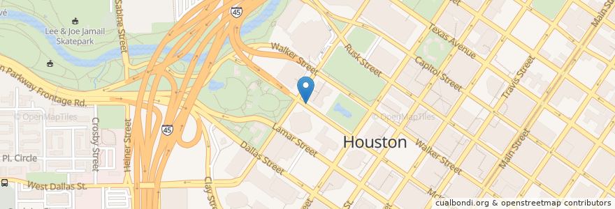 Mapa de ubicacion de City Hall en Estados Unidos Da América, Texas, Houston, Harris County.