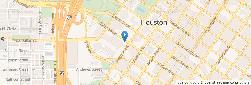 Mapa de ubicacion de Dallas & Smith en Amerika Syarikat, Texas, Houston, Harris County.