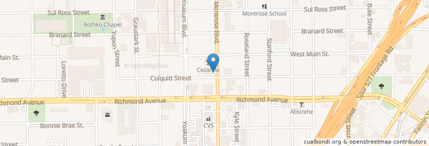 Mapa de ubicacion de Freed Library en 美利坚合众国/美利堅合眾國, 得克萨斯州 / 德克薩斯州 / 德薩斯州, 休斯敦, Harris County.