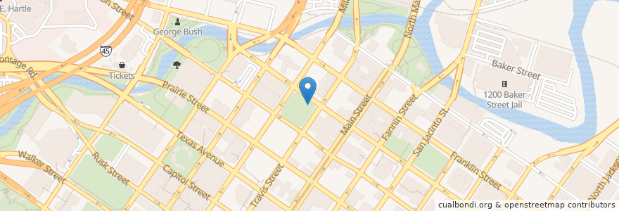 Mapa de ubicacion de Market Square en Stati Uniti D'America, Texas, Houston, Harris County.