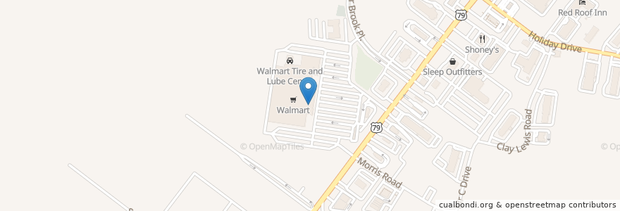 Mapa de ubicacion de US Bank Walmart en 미국, 테네시, Montgomery County, Clarksville.