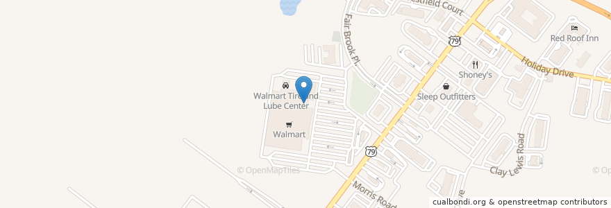 Mapa de ubicacion de Walmart Pharmacy en Estados Unidos Da América, Tennessee, Montgomery County, Clarksville.