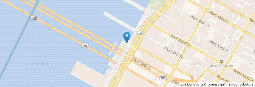 Mapa de ubicacion de Citi Bike - 12 Ave & W 40 St en Соединённые Штаты Америки, Нью-Йорк, Нью-Йорк, Округ Нью-Йорк, Манхэттен, Manhattan Community Board 4.
