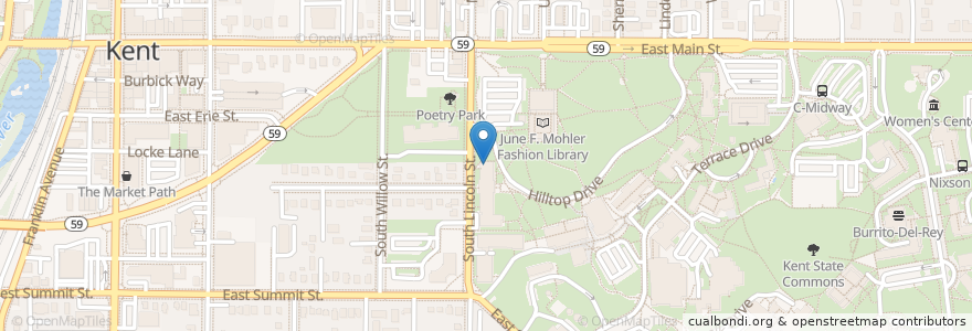 Mapa de ubicacion de Student Media Newsroom en Amerika Birleşik Devletleri, Ohio, Portage County, Kent.