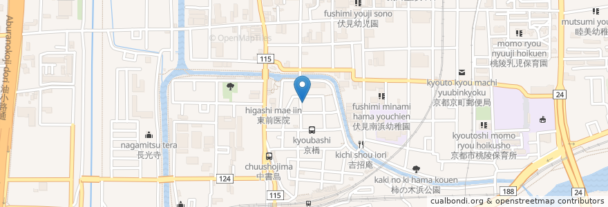 Mapa de ubicacion de トーワパーキング 中書島第２ en Japonya, 京都府, 京都市, 伏見区.