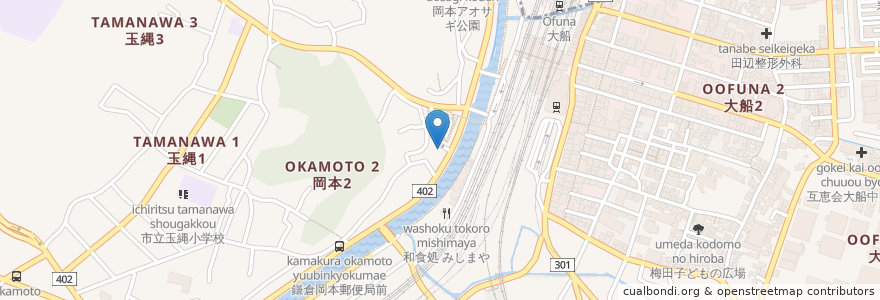 Mapa de ubicacion de カノン薬局 en 일본, 가나가와현, 鎌倉市.