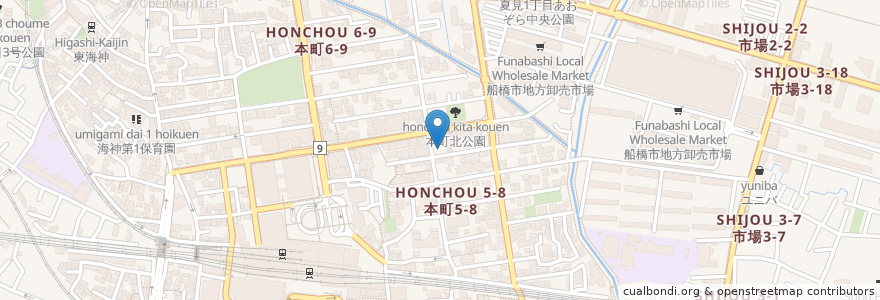Mapa de ubicacion de タイムズ en 일본, 지바현, 船橋市.