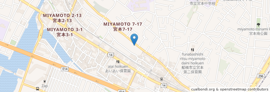 Mapa de ubicacion de ひだまり en 일본, 지바현, 船橋市.