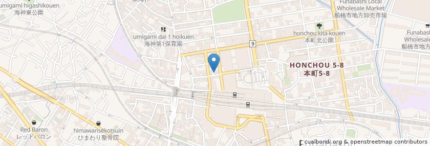 Mapa de ubicacion de タツ屋 en Japan, 千葉県, 船橋市.