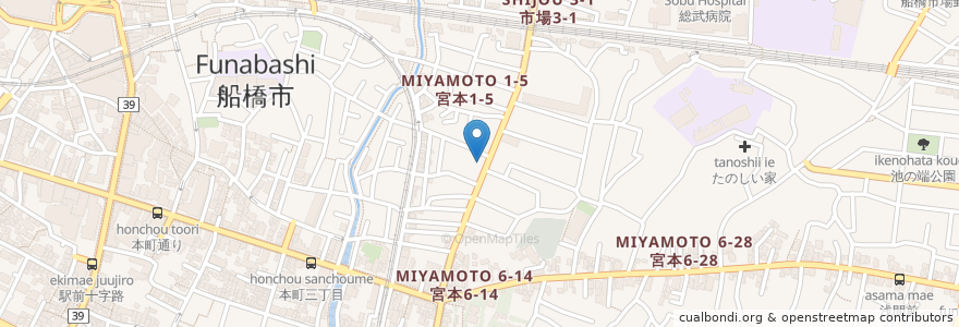 Mapa de ubicacion de バンバン en اليابان, 千葉県, 船橋市.
