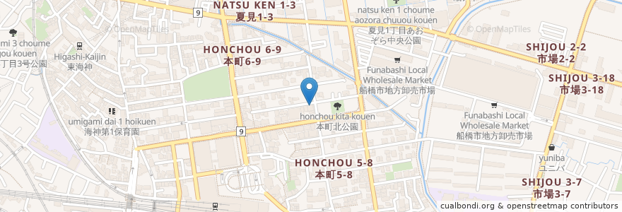 Mapa de ubicacion de 船橋中央クリニック en 일본, 지바현, 船橋市.