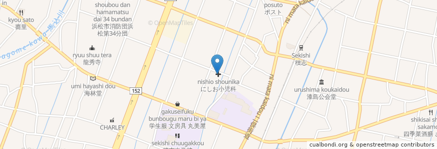 Mapa de ubicacion de にしお小児科 en Japonya, 静岡県, 浜松市, 東区.