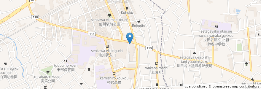 Mapa de ubicacion de KICK BACK CAFE en Japonya, 東京都, 世田谷区, 調布市.