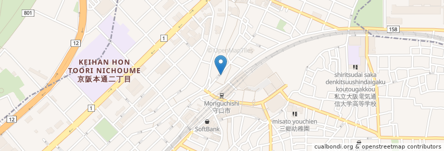 Mapa de ubicacion de フジヤ en 日本, 大阪府, 守口市.