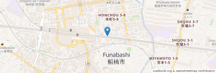 Mapa de ubicacion de 日産レンタカー en Japão, 千葉県, 船橋市.
