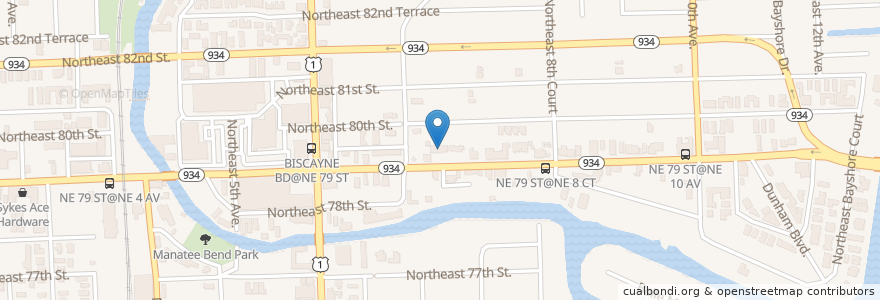 Mapa de ubicacion de East Side Pizza en Amerika Syarikat, Florida, Miami-Dade County, Miami.