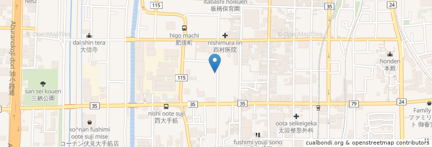 Mapa de ubicacion de サカタ薬局 en Giappone, Prefettura Di Kyoto, Kyoto, 伏見区.