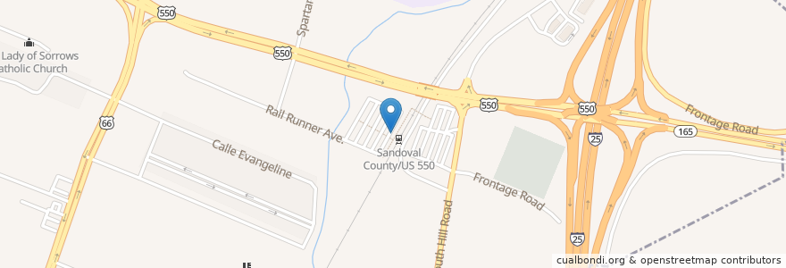 Mapa de ubicacion de Rail Runner Stop en 美利坚合众国/美利堅合眾國, 新墨西哥州, Sandoval County, Bernalillo.