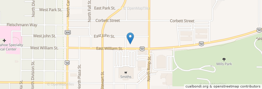 Mapa de ubicacion de Bank of America en 美利坚合众国/美利堅合眾國, 内华达州 / 內華達州, Carson City, Carson City.