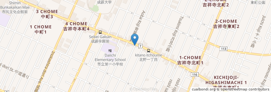 Mapa de ubicacion de そば処中清 en Giappone, Tokyo, 武蔵野市.