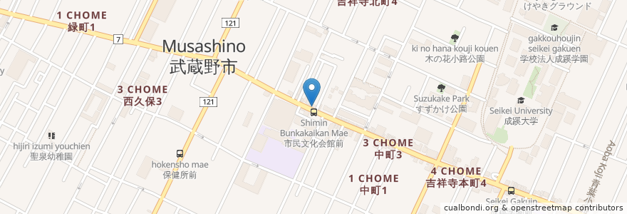 Mapa de ubicacion de 銀華山 en Giappone, Tokyo, 武蔵野市.