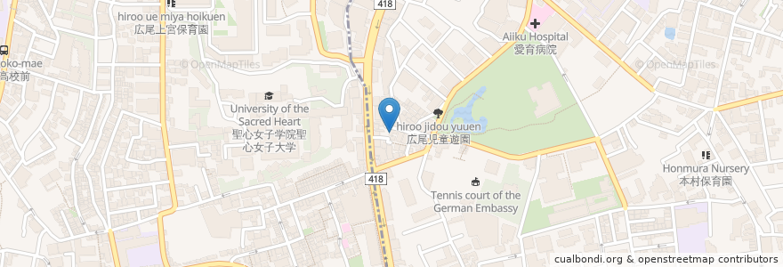 Mapa de ubicacion de BONDI CAFE en ژاپن, 東京都, 港区, 広尾.