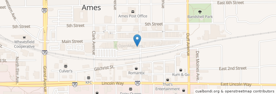 Mapa de ubicacion de Vinyl Cafe en الولايات المتّحدة الأمريكيّة, آيوا, Story County, Ames.
