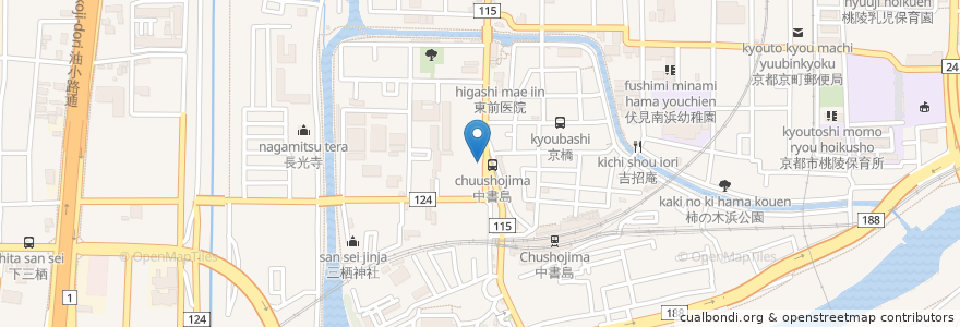 Mapa de ubicacion de つけ麺 きらり en Japonya, 京都府, 京都市, 伏見区.