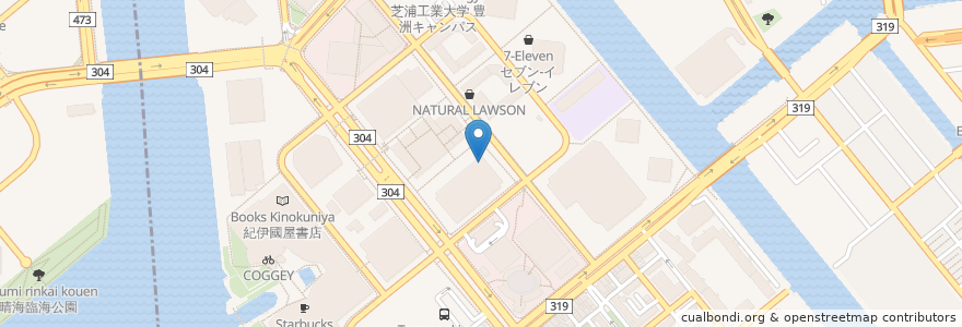 Mapa de ubicacion de 江東豊洲郵便局 en Япония, Токио, Кото.