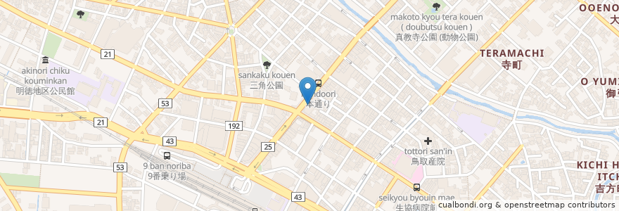Mapa de ubicacion de cafe and restrant MIRAI en 일본, 돗토리현, 鳥取市.