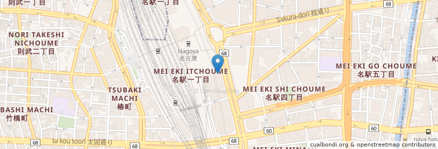 Mapa de ubicacion de スターバックス en اليابان, 愛知県, 名古屋市, 中村区.