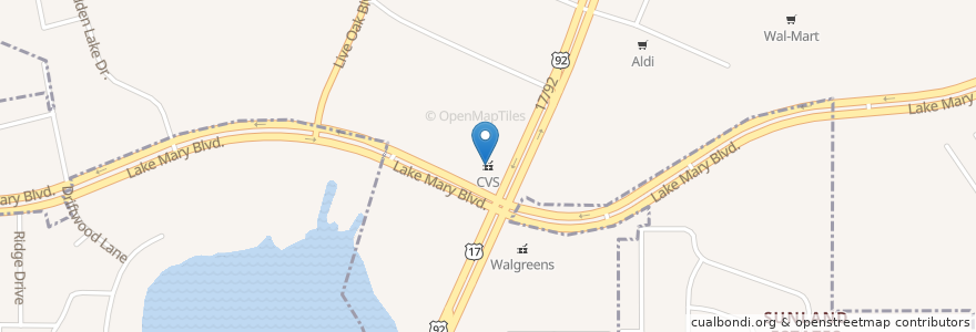 Mapa de ubicacion de CVS en United States, Florida, Seminole County, Sanford.