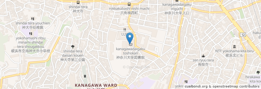 Mapa de ubicacion de 神奈川大学図書館 en Japan, Präfektur Kanagawa, Yokohama, 神奈川区.