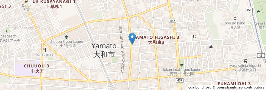 Mapa de ubicacion de 岡本眼科医院 en 日本, 神奈川縣, 大和市.