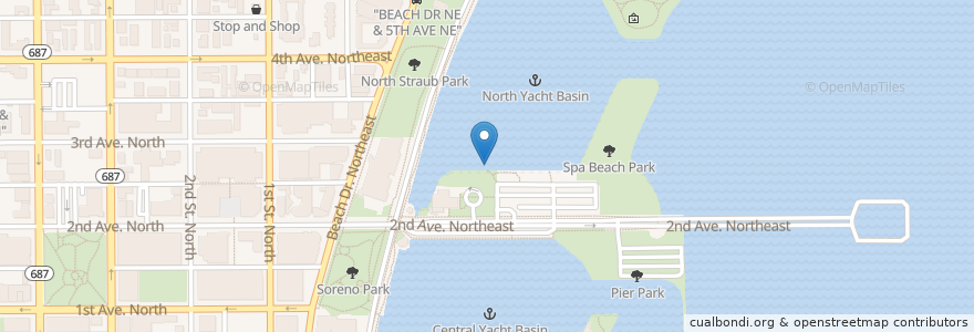 Mapa de ubicacion de St. Petersburg Ferry Terminal en États-Unis D'Amérique, Floride, Pinellas County, St. Petersburg.