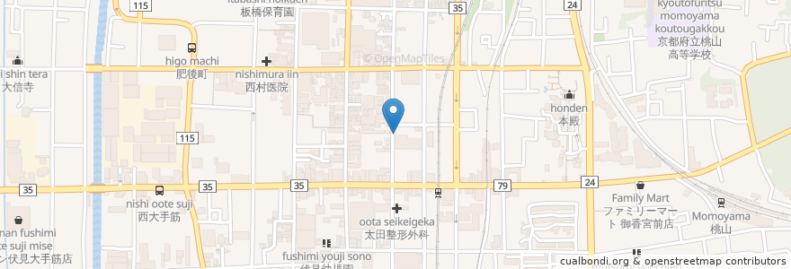 Mapa de ubicacion de ひゃみかち en Japonya, 京都府, 京都市, 伏見区.