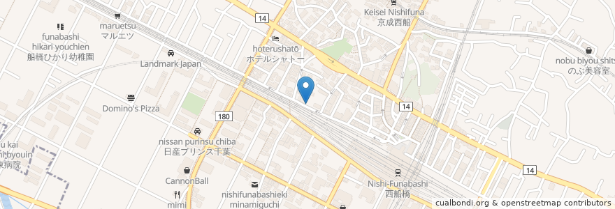 Mapa de ubicacion de タイムズカープラス en Japan, Chiba Prefecture, Funabashi.