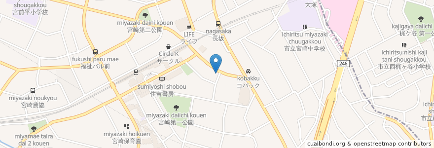 Mapa de ubicacion de Spicy India en 일본, 가나가와현, 川崎市, 宮前区.